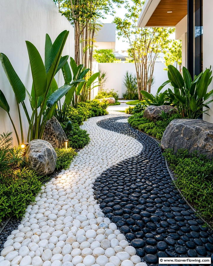 Pebble Walkway - 17 Rock Walkway Ideas for Natural and Low-Maintenance Paths
