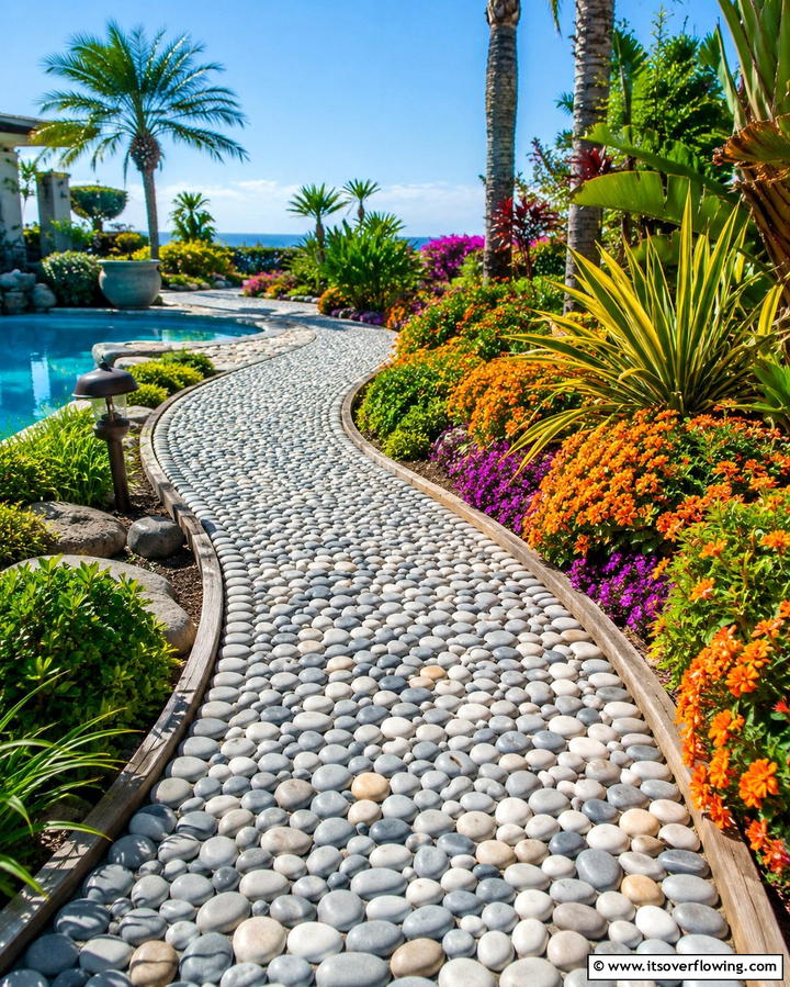 Pebbled Perfection - 25 Curved Walkway Ideas for a Charming Garden Path