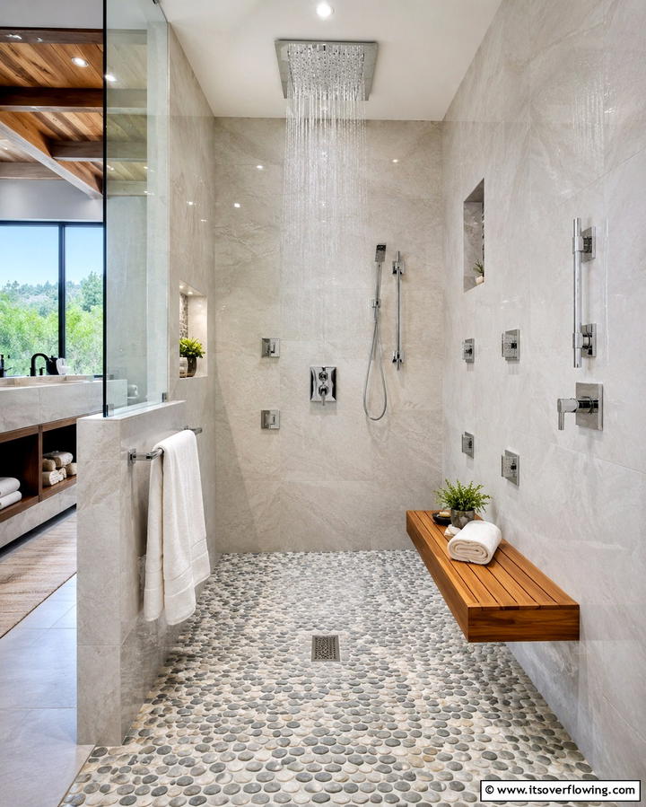 Pebbled Shower Floors for a Spa Like Touch - 25 Natural Bathroom Ideas for a Spa-Like Retreat at Home