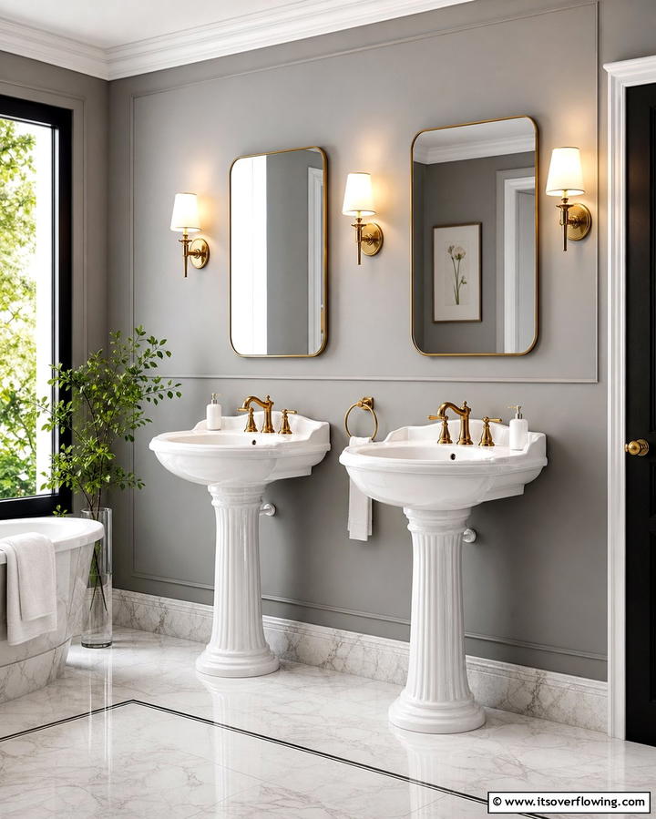 Pedestal Sinks with Porcelain Basins - 25 Victorian Bathroom Ideas for a Luxurious Retreat