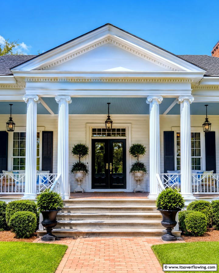 Pediment Over the Door - 25 Colonial Front Porch Ideas for Timeless Charm