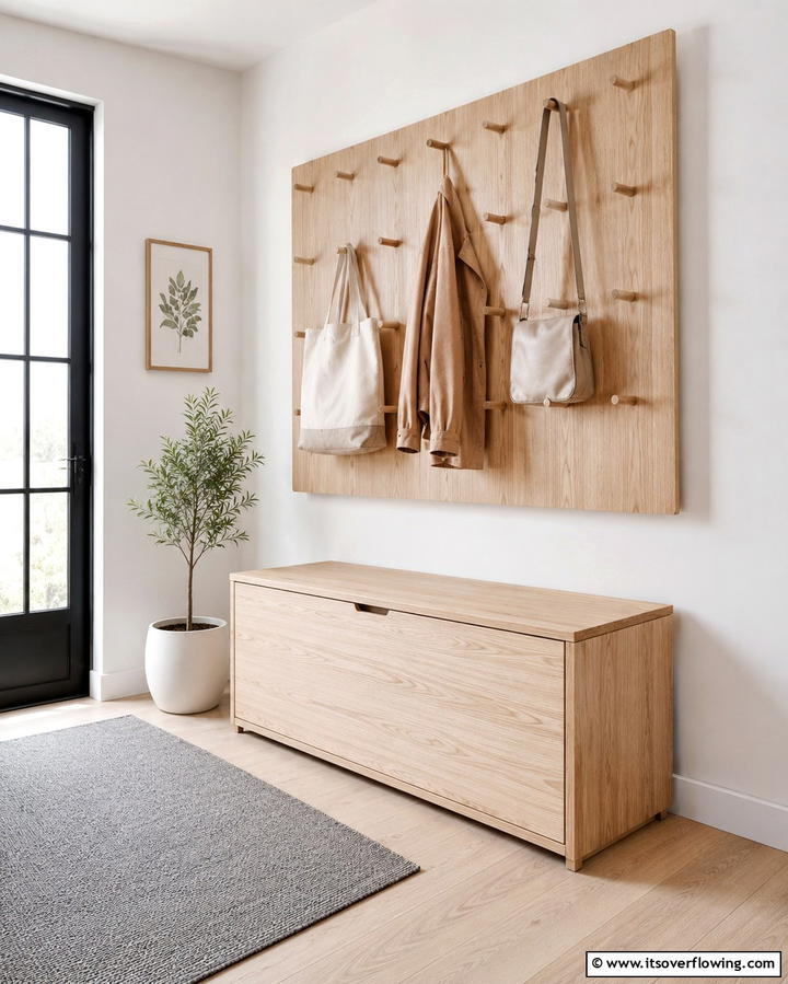 Peg and Hook Storage Panel - 30 Mudroom Storage Ideas for a Clutter-Free Entryway