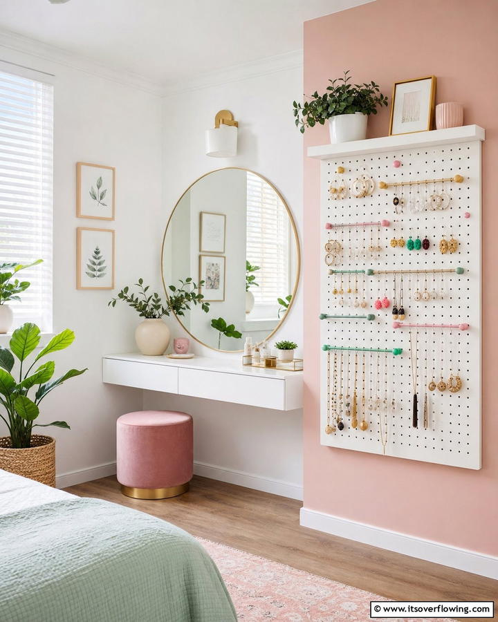 Pegboard Jewelry Organizer - 20 Earring Storage Ideas to Keep Your Jewelry Organized