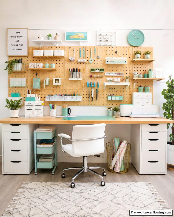 Pegboard Organizer - 25 Office Wall Decor Ideas to Inspire Creativity