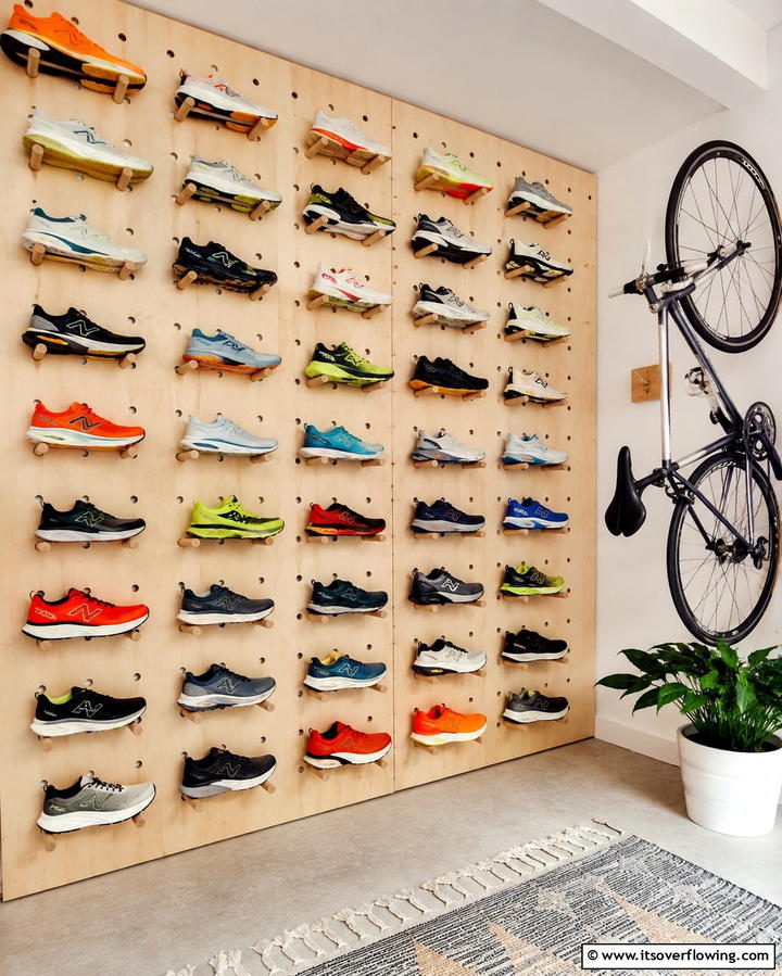 Pegboard Shoe Storage - 25 Smart Garage Shoe Storage Ideas for Organization
