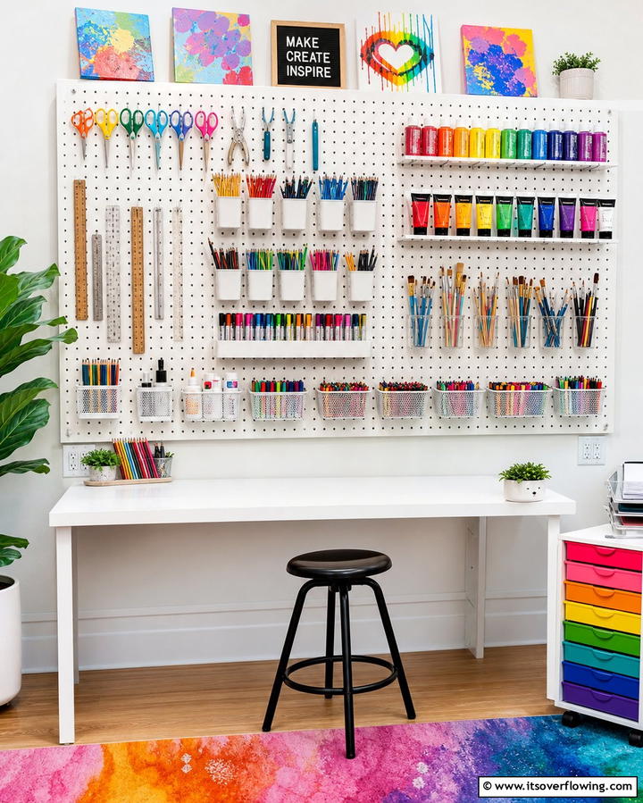Pegboard Storage System - 25 Art Room Ideas for Creative Inspiration