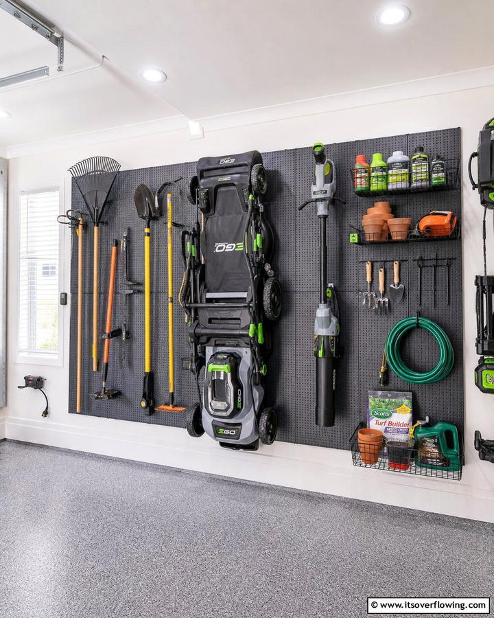 Pegboard Storage Systems - 20 Smart Lawn Mower Storage Ideas for Your Garden