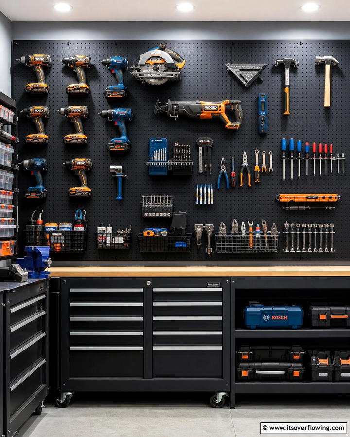 Pegboard Storage Systems - 25 Power Tool Storage Ideas for an Organized Workshop