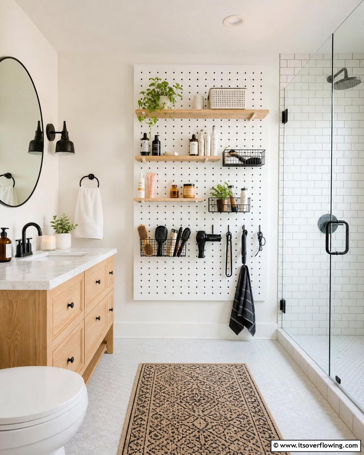 Pegboard Storage Systems - 20 Bathroom Wall Storage Ideas for Organization