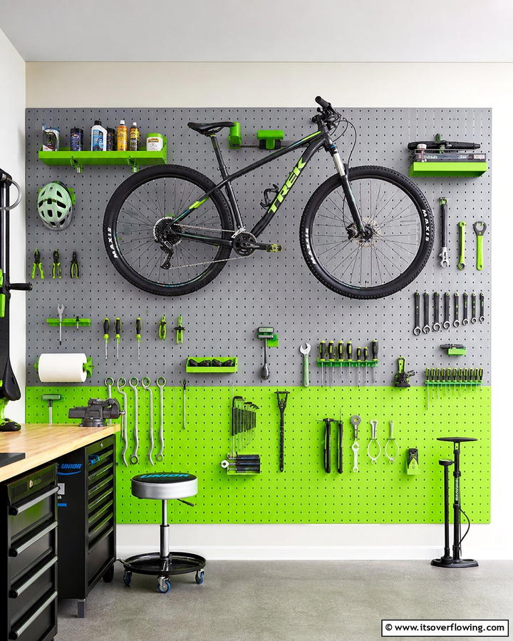 Pegboard Systems for Customizable Storage - 25 Garage Bike Storage Ideas for a Clutter-Free Space