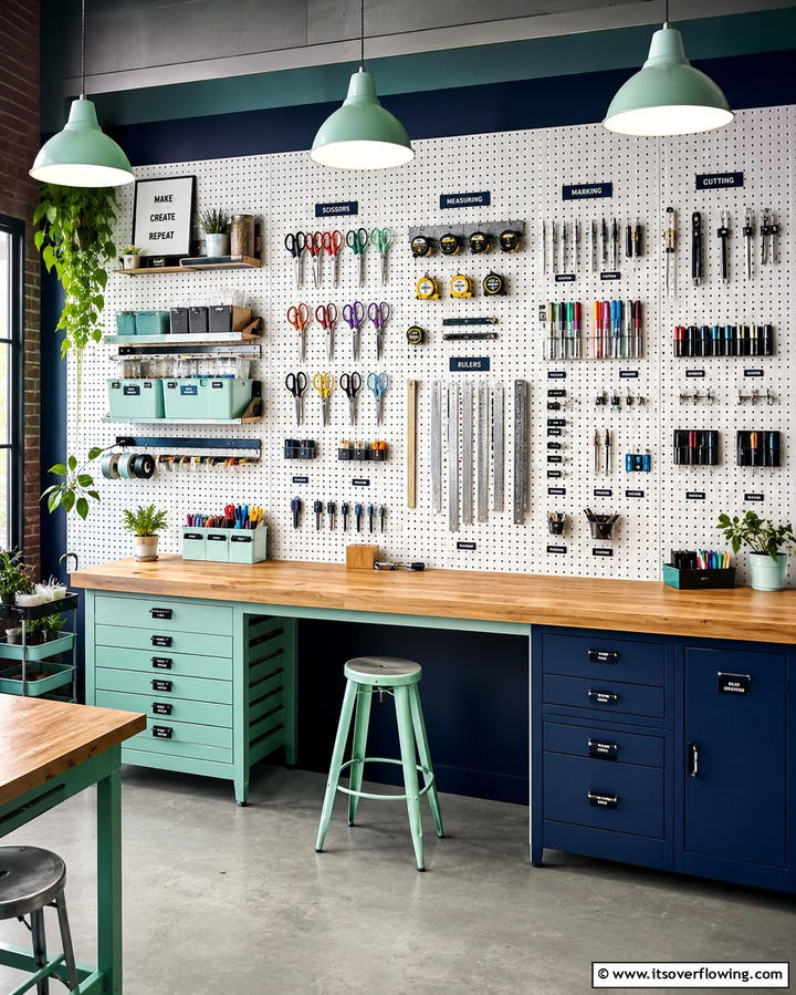 Pegboard Tool Organizer - 25 Sewing Room Ideas for Crafters and Hobbyists