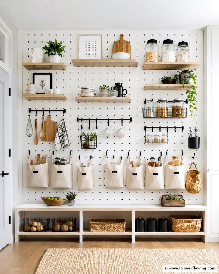 Pegboards for Custom Organization - 25 Open Pantry Ideas to Organize Your Kitchen
