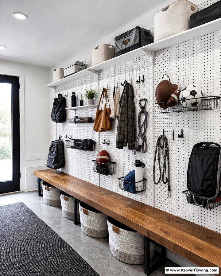 Pegboards for Customizable Solutions - 25 Hallway Storage Ideas to Maximize Space