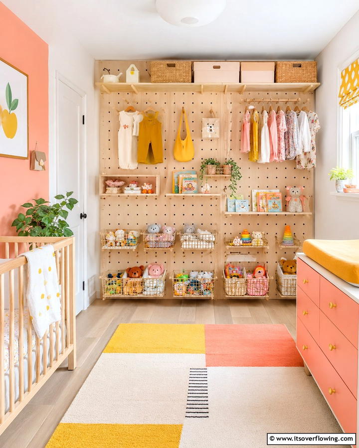 Pegboards for Customizable Storage - 25 Nursery Closet Ideas for Organized Baby Spaces