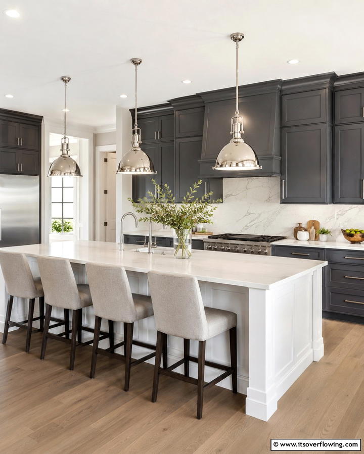 Pendant Lighting Over Islands - 25 Transitional Kitchen Ideas for Modern Homes