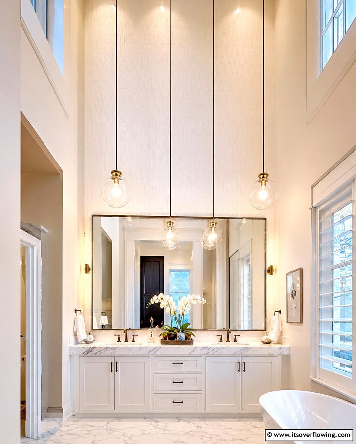 Pendant Lighting for Vertical Drama - 25 Bathroom Lighting Ideas Over Mirror for Perfect Illumination