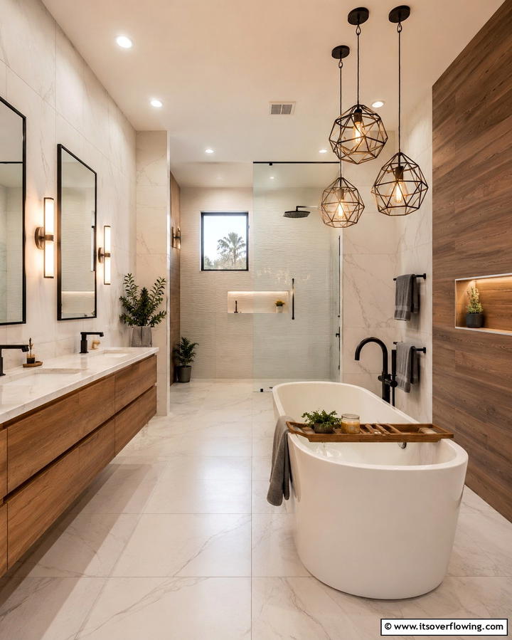 Pendant Lights for a Contemporary Feel - 25 Bathroom Ceiling Lighting Ideas to Brighten Your Space