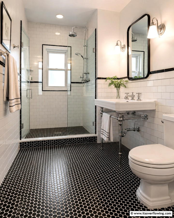Penny Round Tiles for Vintage Charm - 30 Shower Floor Tile Ideas for Slip-Resistant Style