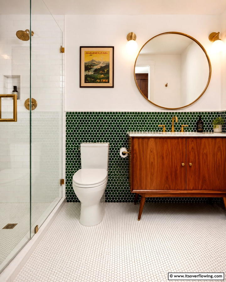 Penny Round Tiles - 30 Half-Wall Tile Bathroom Ideas for Functional Style