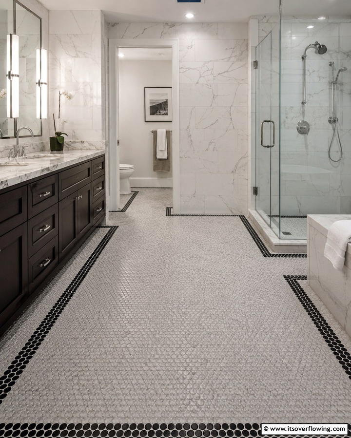 Penny Tile Borders - 25 Penny Tile Bathroom Floor Ideas for a Unique Look