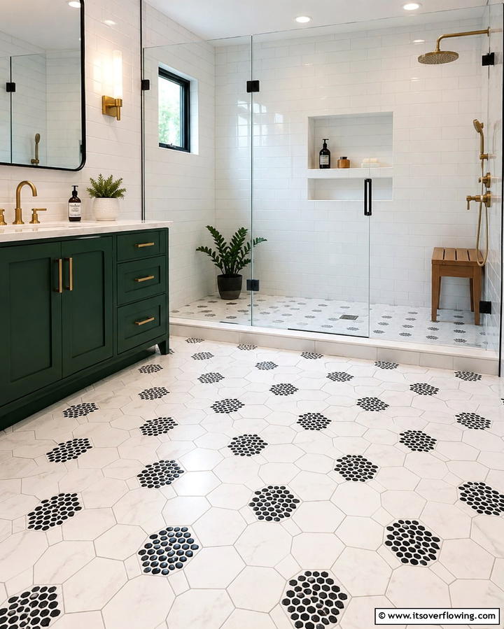Penny Tile Hexagon Combinations - 25 Penny Tile Bathroom Floor Ideas for a Unique Look