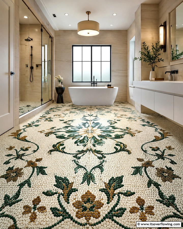 Penny Tile Mosaic Artwork - 25 Penny Tile Bathroom Floor Ideas for a Unique Look