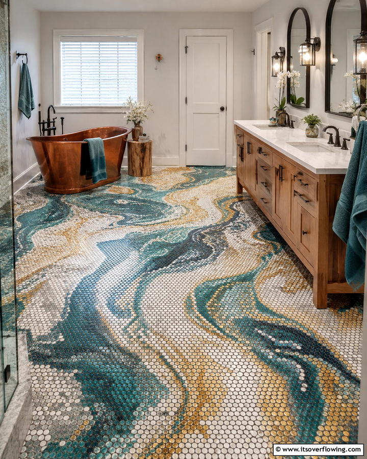 Penny Tile Mosaics - 25 Penny Tile Bathroom Floor Ideas for a Unique Look