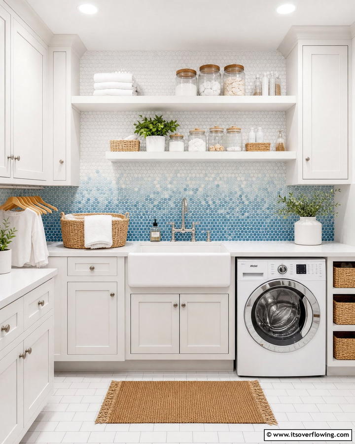 Penny Tiles - 20 Laundry Room Backsplash Ideas for a Stylish and Practical Space