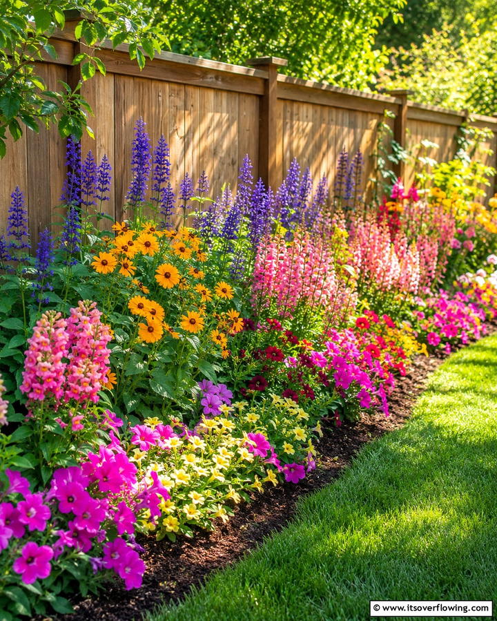 Perennial and Annual Mix - 30 Simple Fence Line Landscaping Ideas for Curb Appeal