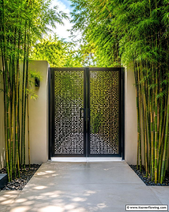 Perforated Metal Gate - 25 Metal Garden Gate Ideas to Enhance Your Outdoor Space