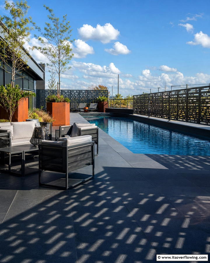 Perforated Metal Railings for a Modern Edge - 20 Pool Deck Railing Ideas for Safety and Style