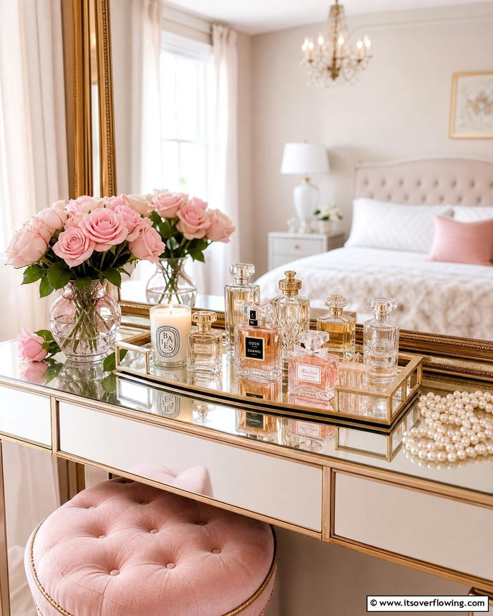 Perfume Bottles as Decorative Accents - 20 Parisian Themed Bedroom Ideas for Elegant Living
