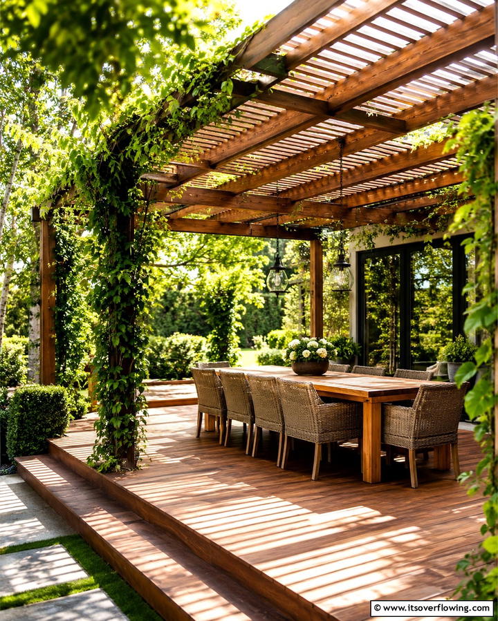 Pergola Covered Deck - 25 Ground Level Deck Ideas for Easy Outdoor Living
