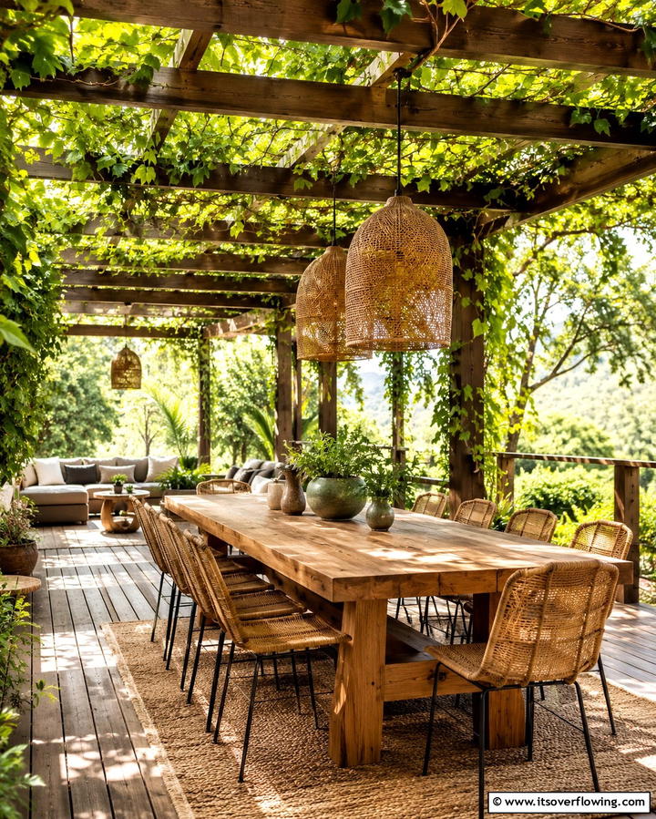 Pergola Covered Decks - 25 Wood Deck Ideas for Outdoor Living Spaces