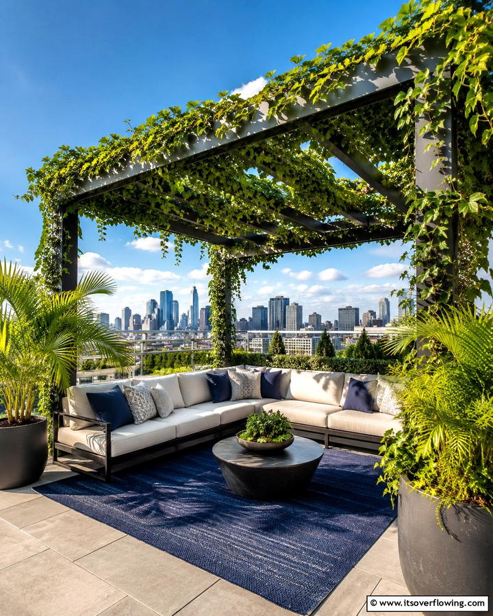 Pergola Covered Seating - 25 Rooftop Garden Ideas for Urban Green Spaces