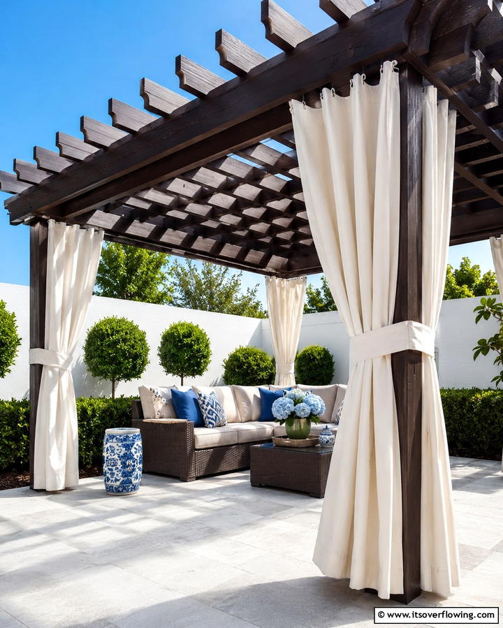 Pergola Curtains with Tiebacks - 25 Pergola Shade Ideas to Transform Your Outdoor Space