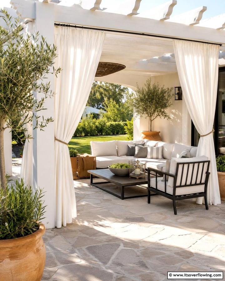 Pergola Curtains with Tiebacks - 25 Pergola Cover Ideas for Stylish Outdoor Living Spaces