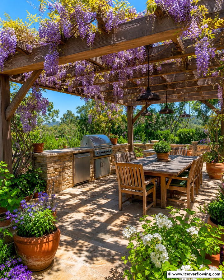 Pergola Roof for an Airy Feel - 20 Outdoor Kitchen Roof Ideas for Year-Round Enjoyment