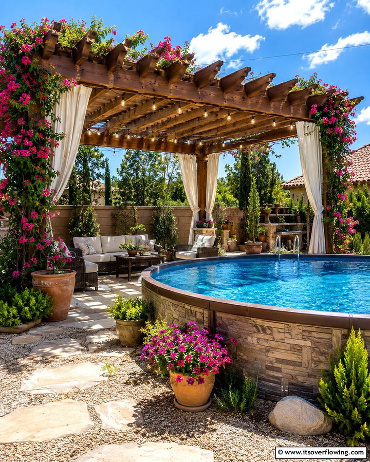 Pergola Shade Structure - 25 Above Ground Pool Landscaping Ideas for a Stunning Yard