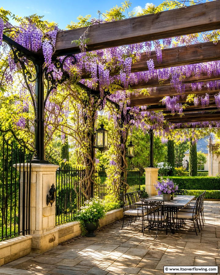 Pergola Style Fence - 25 Metal and Wood Fence Ideas for Durable Boundaries