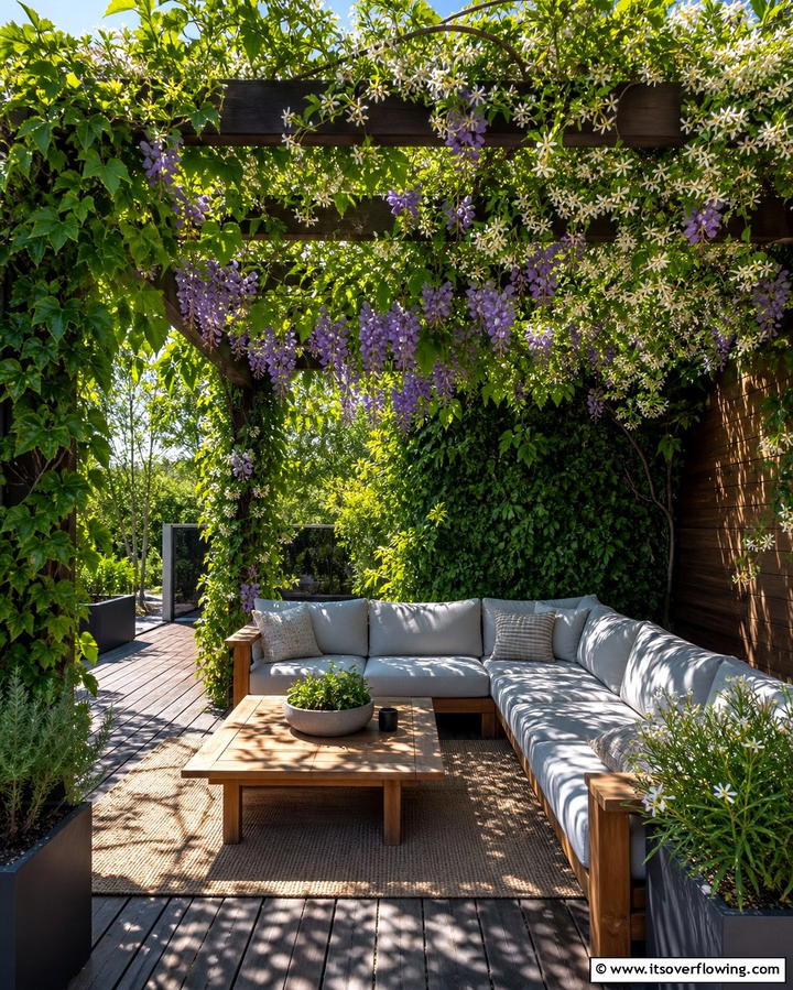 Pergola Style Gazebo with Climbing Plants - 25 Gazebo on Deck Ideas for Outdoor Relaxation