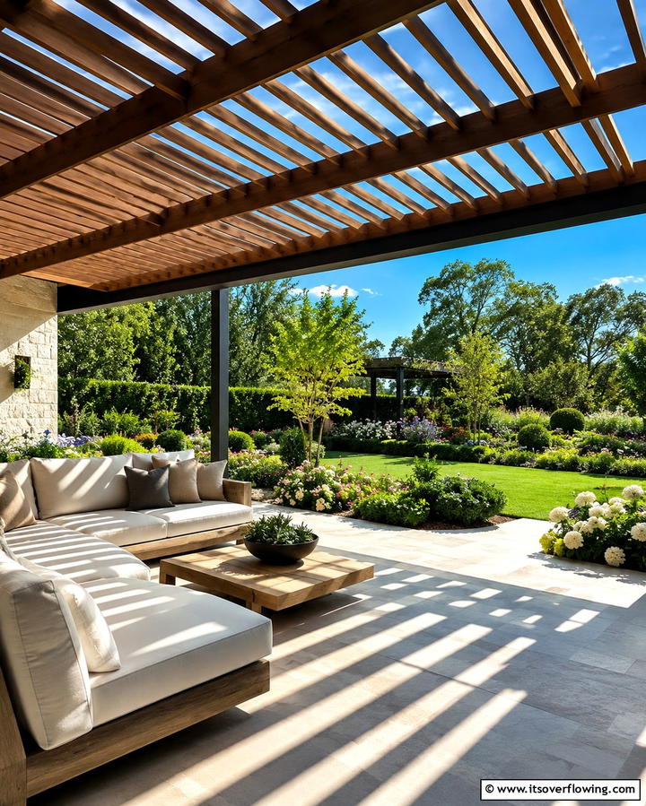 Pergola Style Slats for an Open Air Feel - 25 Patio Ceiling Ideas for Stylish Outdoor Spaces