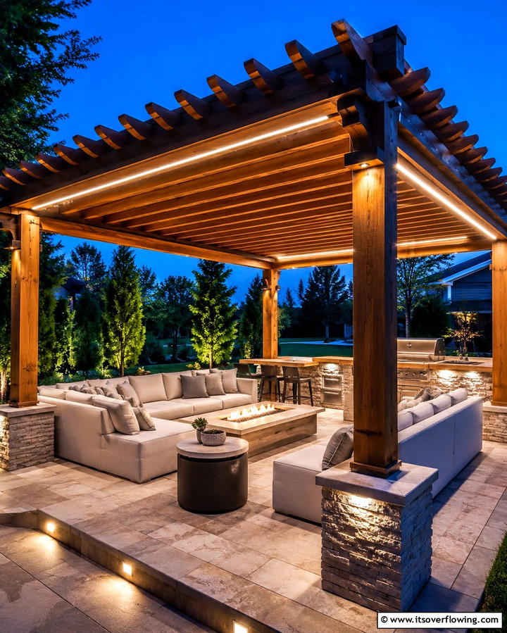 Pergola with Built In Lighting - 25 Patio Pergola Ideas for Stylish Outdoor Living