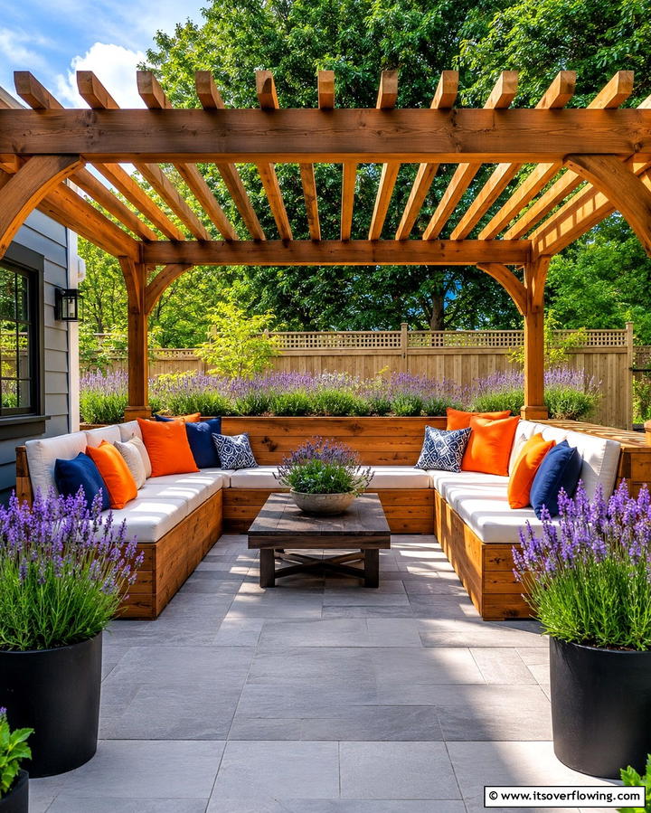 Pergola with Built In Seating - 20 Small Patio Pergola Ideas for Cozy Outdoor Spaces