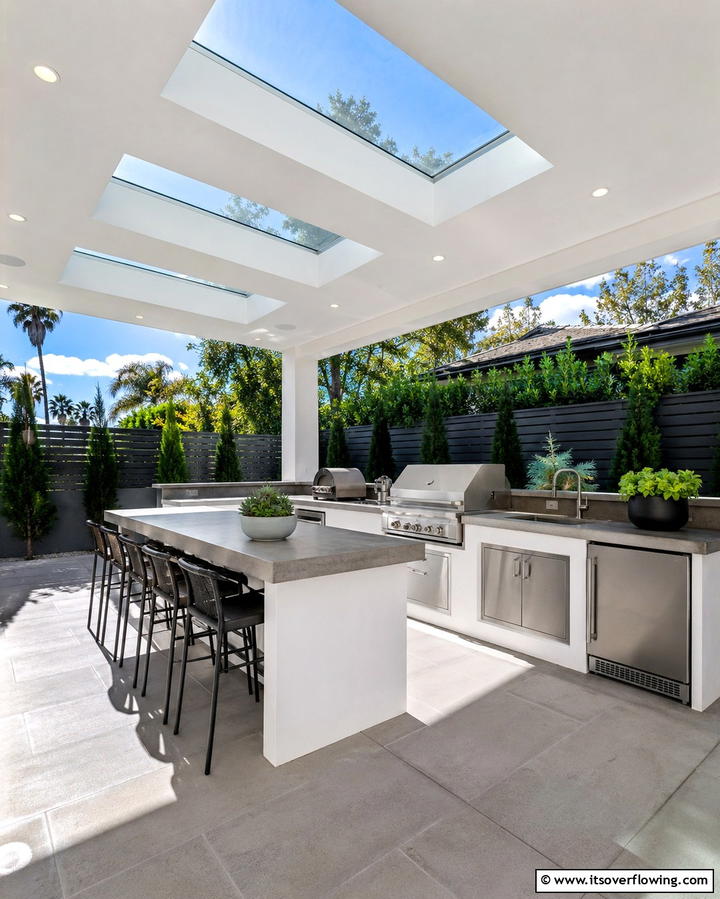 Pergola with Built In Skylights for Natural Light - 25 Pergola Roof Ideas to Enhance Your Outdoor Living Space