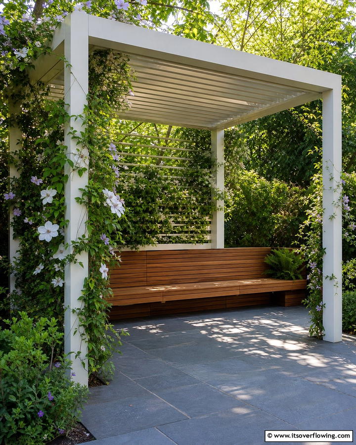 Pergola with Built in Seating - 25 Garden Seating Ideas for Relaxing Outdoor Spaces