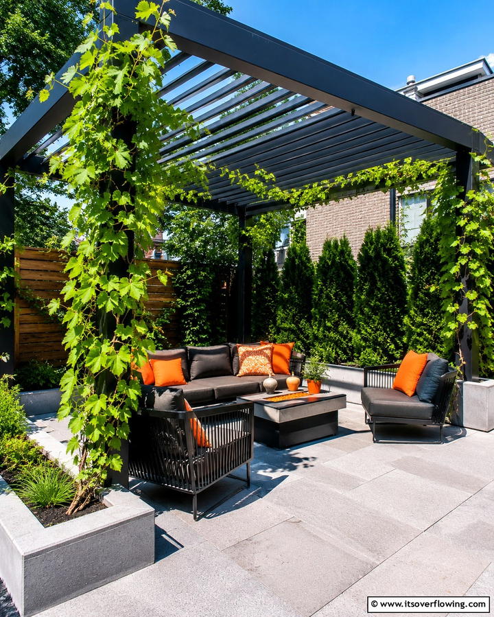 Pergola with Climbing PlantsOne - 30 Space-Saving Townhouse Backyard Design Ideas