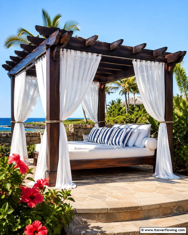 Pergola with Curtains - 30 Backyard Gazebo Ideas for Outdoor Entertaining