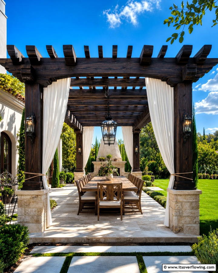 Pergola with Drapes - 25 Outdoor Privacy Screen Ideas for Secluded Spaces