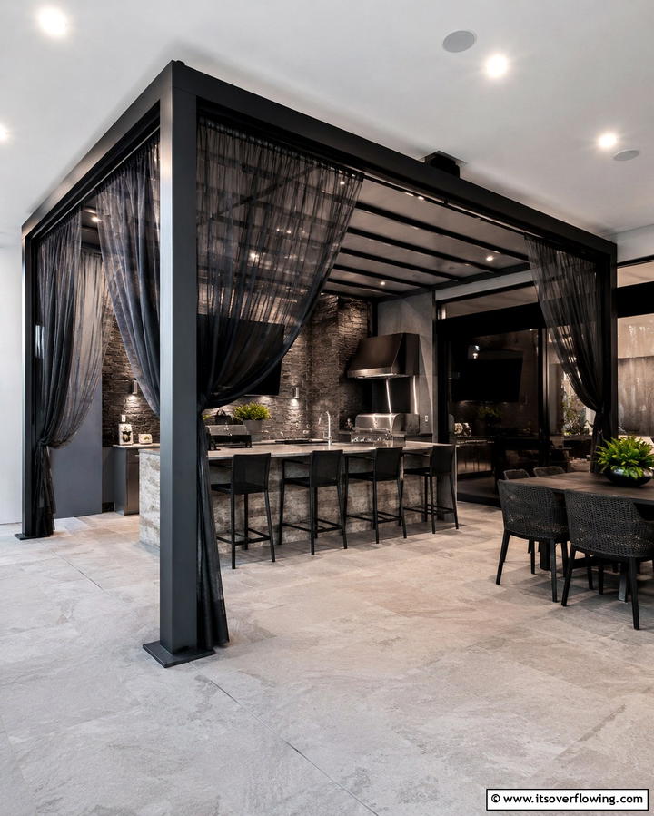 Pergola with Drapes - 25 Privacy Patio Ideas for a Secluded Outdoor Oasis